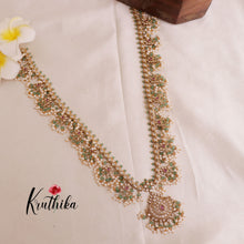Elegant Victorian AD Stones Guttaposalu Harram with Pastel Green Beads Drops LH1858