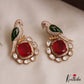 Gorgeous Parrot Motif Polki Victorian Stud Earrings E1099 (Available In 5 Colors)