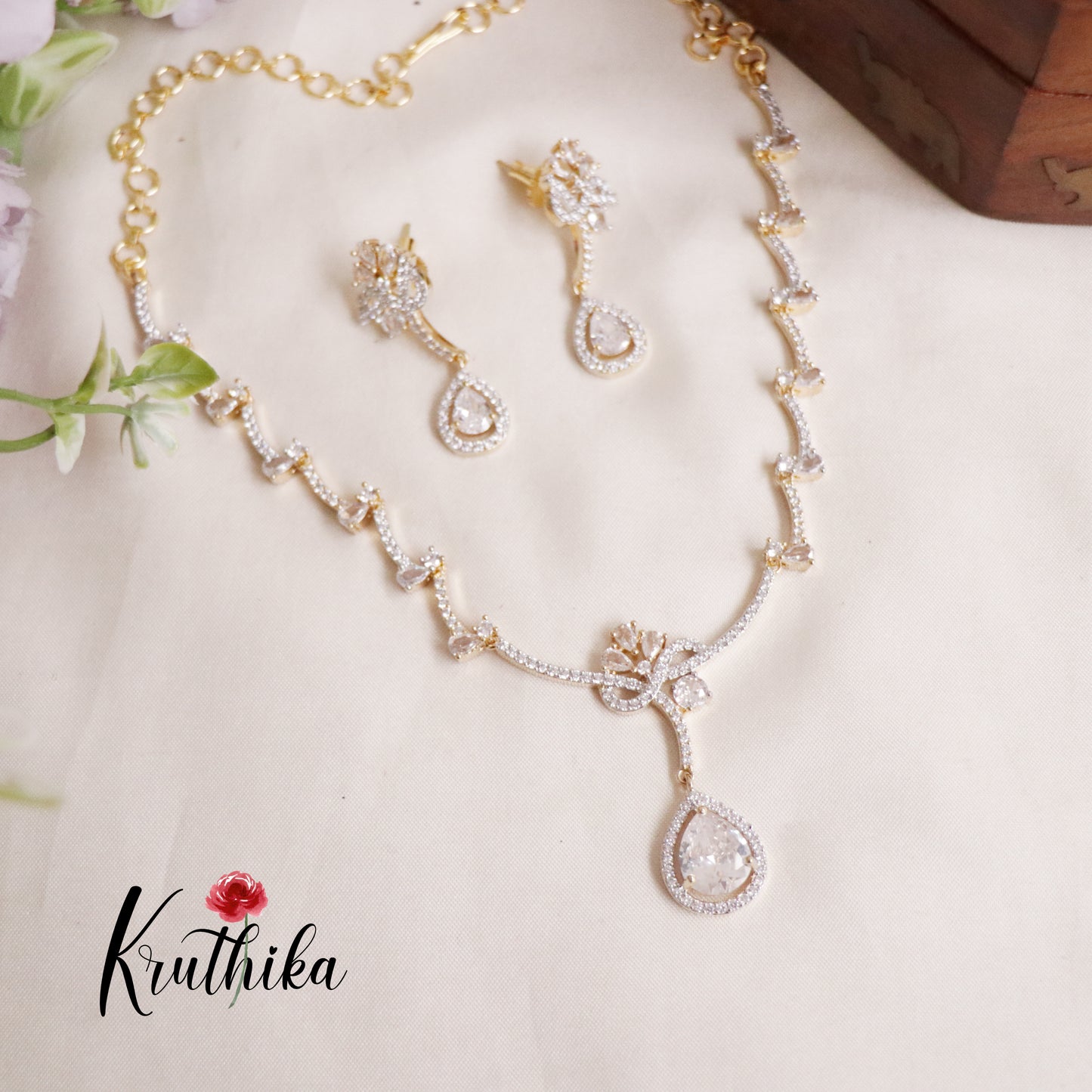 Elegance CZ Sparking Necklace with Pendant Drop NC2169  (Available in 3 Colours)