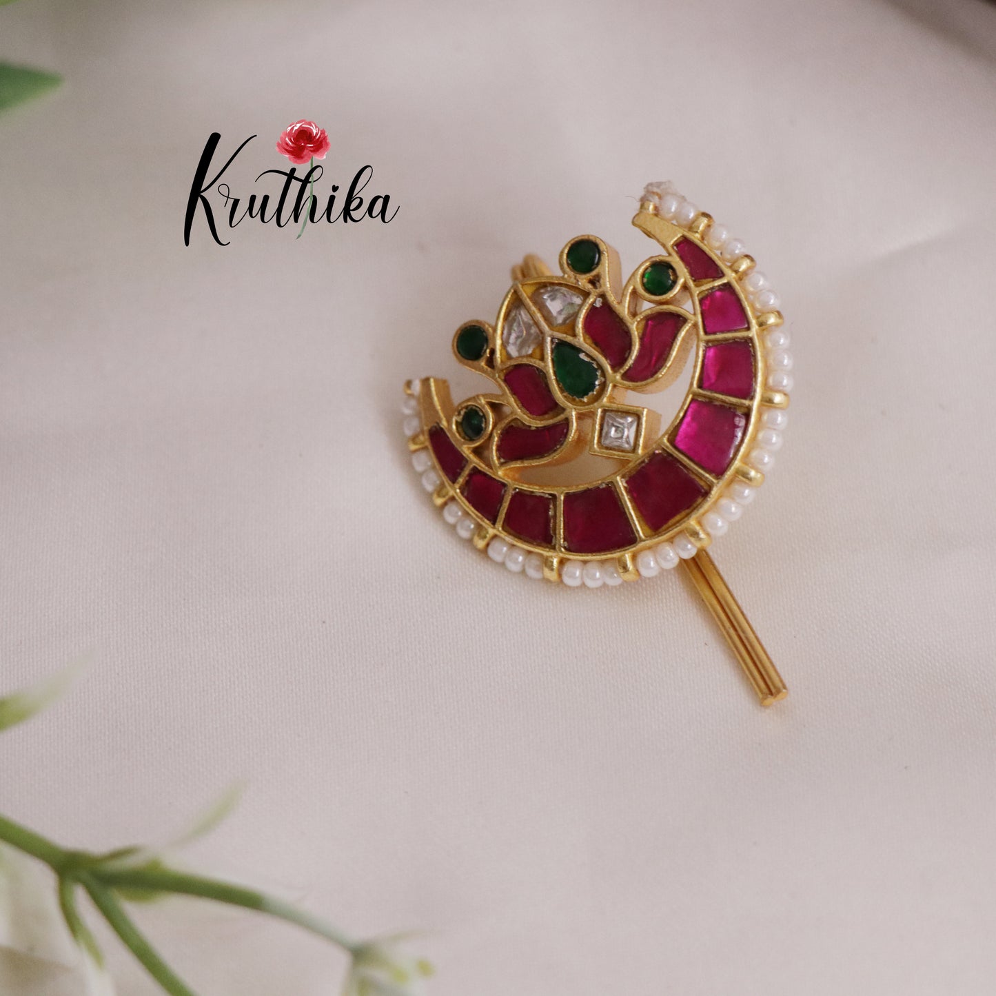 Trendy Kundan Lotus Jada Jada Billa with Pearl Border J230
