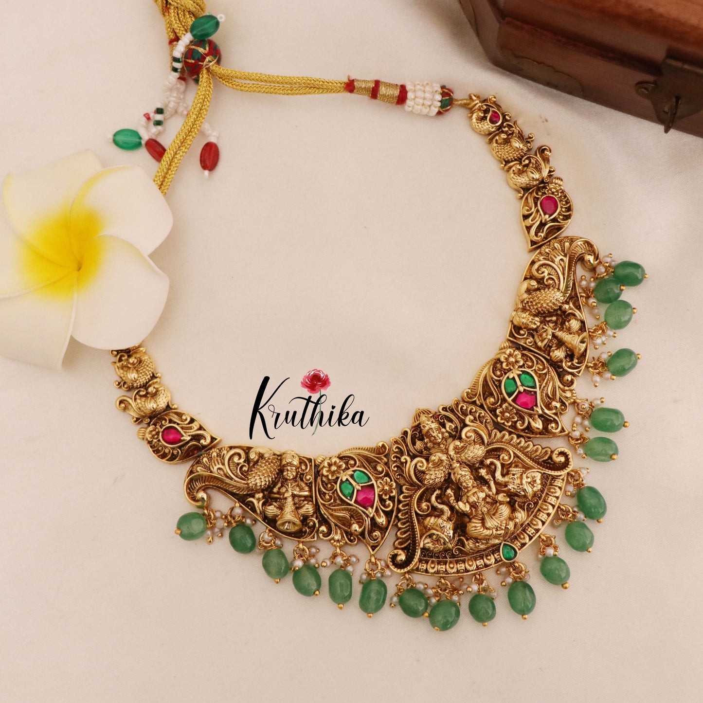 Premium Nagas Jadau Lakshmi necklace NC1786 (three color options)