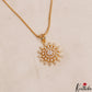 Classic AD Floral Motifs Gold-Tone Chain Pendant Set NC2932