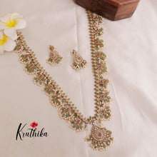 Elegant Victorian AD Stones Guttaposalu Harram with Pastel Green Beads Drops LH1858