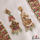 Grand Antique Nagas Mano Lakshmi Motifs Jadau Haaram With Green Bead Drops LH2165