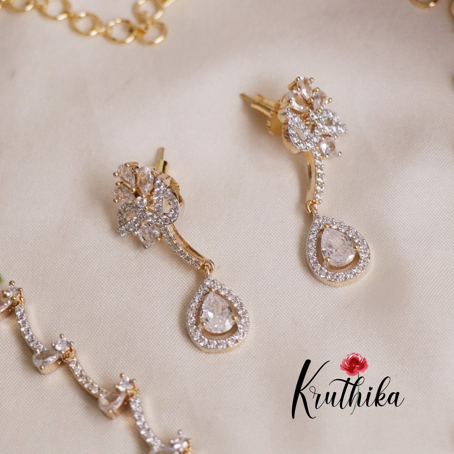 Elegance CZ Sparking Necklace with Pendant Drop NC2169  (Available in 3 Colours)