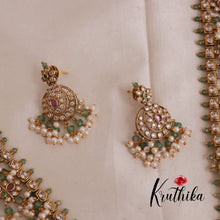 Elegant Victorian AD Stones Guttaposalu Harram with Pastel Green Beads Drops LH1858