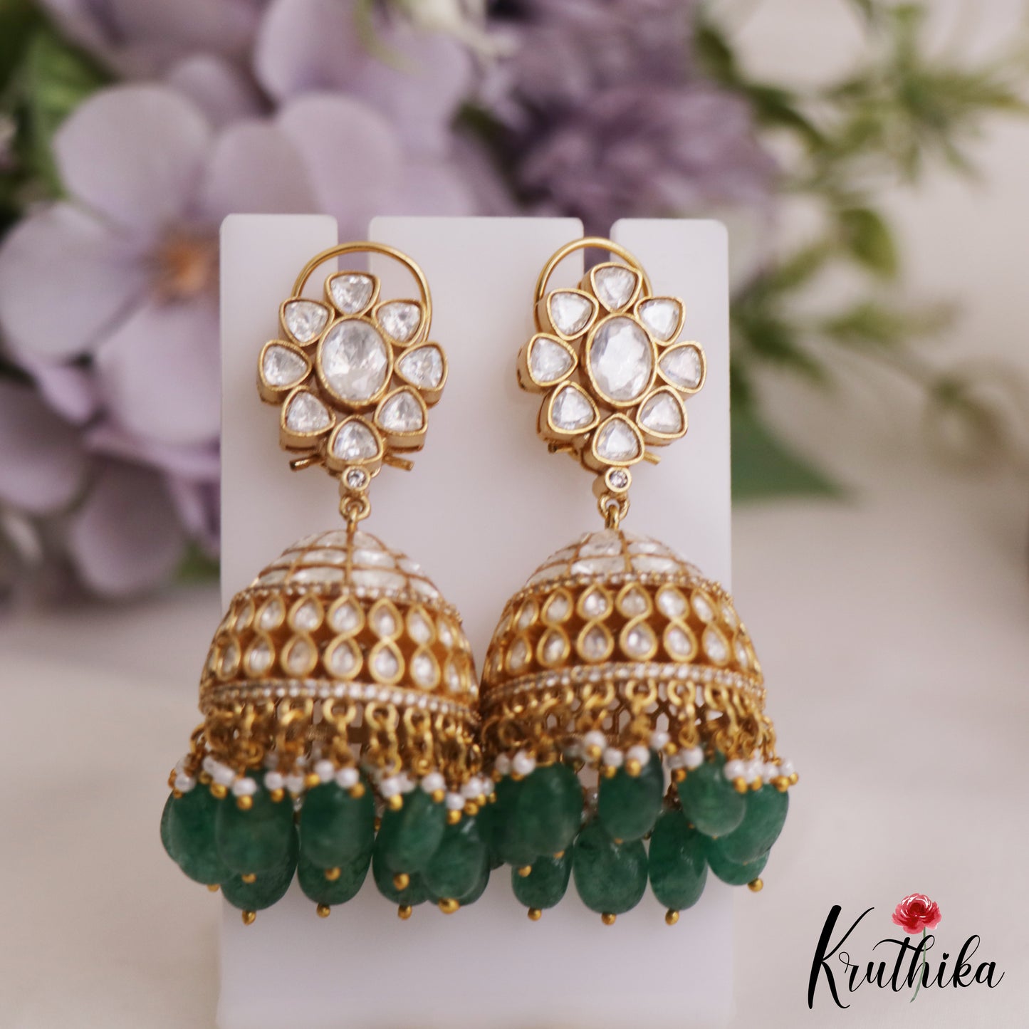Gorgeous Floral Motifs Mossanite Jhumka E1012 (Available In 2 Colors)