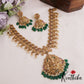 Gorgeous Antique Nagas Lakshmi Mango Motifs Temple Necklace With Green Bead Drops NC2891