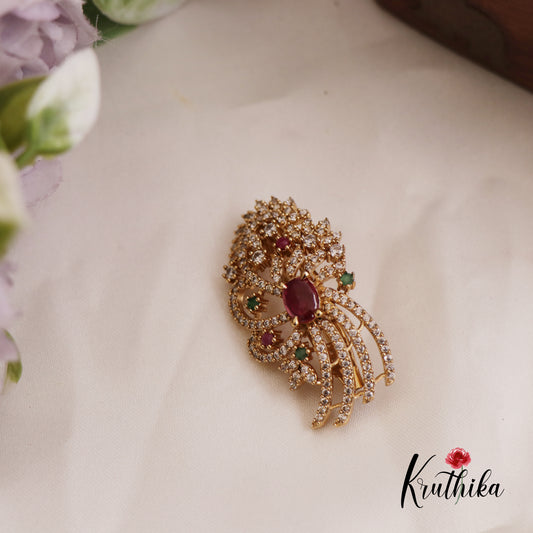 Sparkling CZ Floral Motifs Saree Pin SP47