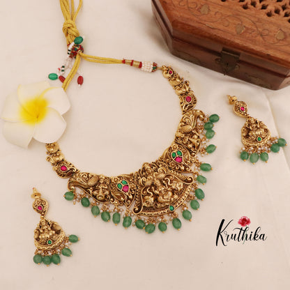 Premium Nagas Jadau Lakshmi necklace NC1786 (three color options)