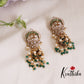Beautiful Polki Style Kemp Stone Jhumkas with Emerald Drops E635