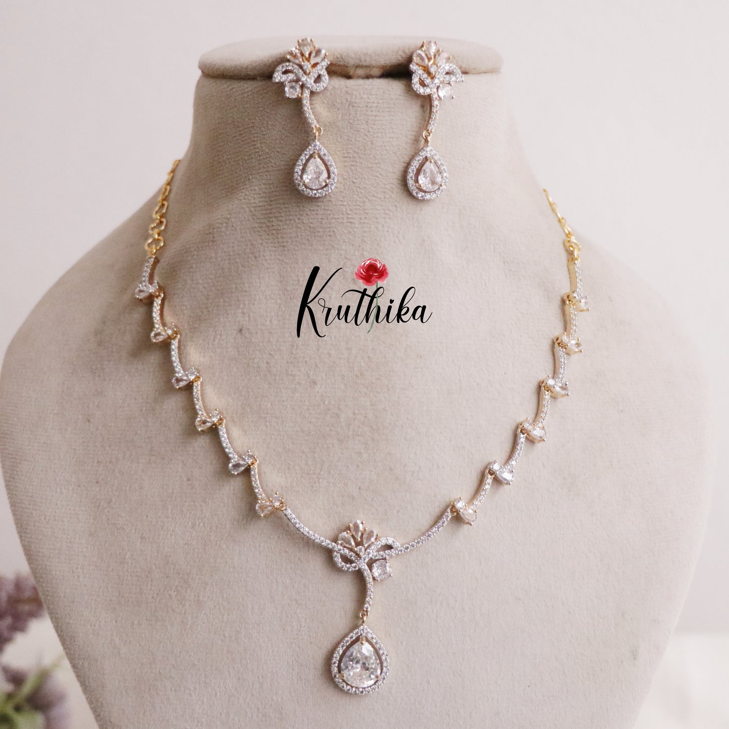 Elegance CZ Sparking Necklace with Pendant Drop NC2169  (Available in 3 Colours)