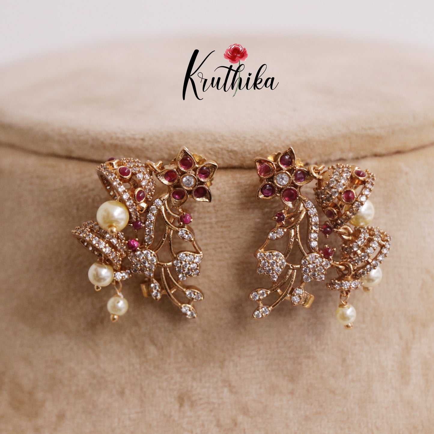 Beautiful CZ Sparking Jhumkas E657 ( Available in 2 Colours)