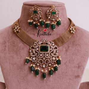 Beautiful Victorian Pendant Chain Set NC1861 (Available in 3 Colours)