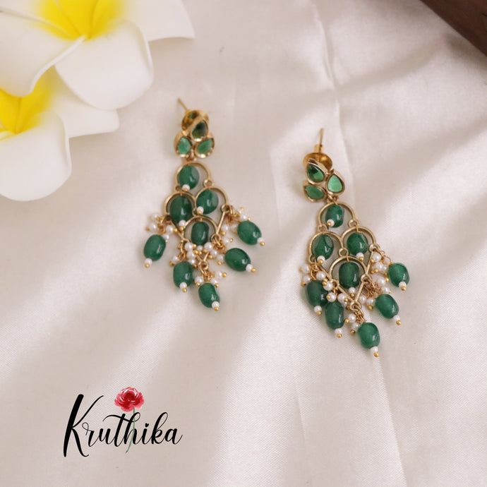 Pretty Green stone Chanda Bali Earing's E477