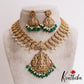 Gorgeous Antique Nagas Lakshmi Mango Motifs Temple Necklace With Green Bead Drops NC2891