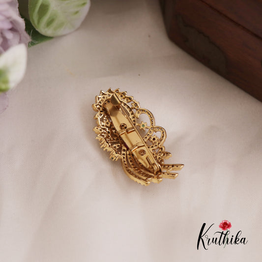 Sparkling CZ Floral Motifs Saree Pin SP47