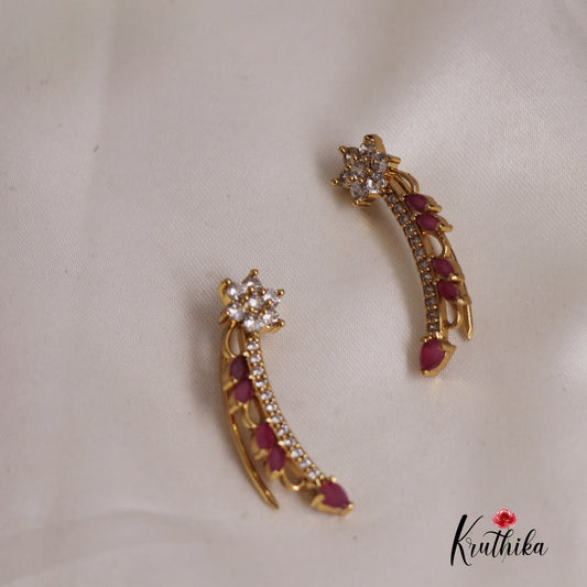 Premium AD Stone Floral Ear Climbers E778 (Available In 3 Colours)