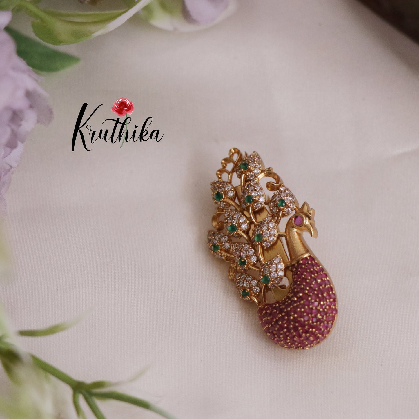 Trendy CZ Peacock Saree Pin SP02 (Available in 2 colours)