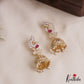 Sparkling Peacock Motifs AD Jhumkas With Pearl Drops E1095 (Available In 3 Colors)