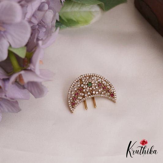Elegant AD Floral Chandra Surya Hair Ornaments J335