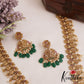 Gorgeous Antique Nagas Lakshmi Mango Motifs Temple Haaram With Green Bead DropsLH2094