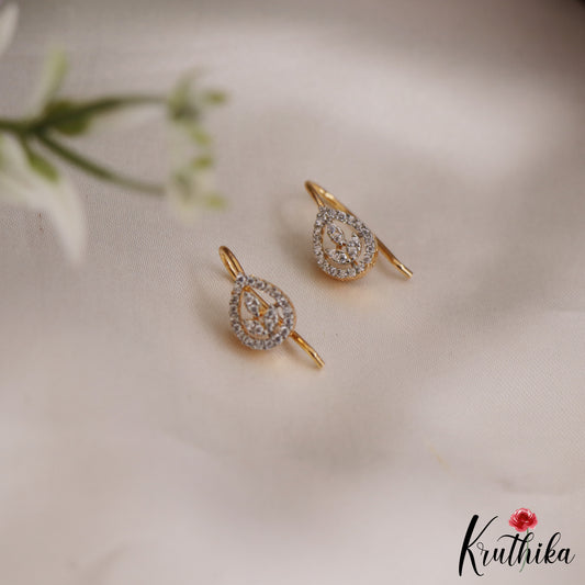 Elegant Leaf Shape Earcuffs | Upper Earrings | Bugadi Earrings With Pearl Drops E893