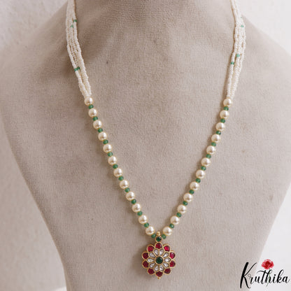 Elegant Floral Motifs Two-in-One Reversible Multi Pearl Strand Mala NC3120 (Available In 2 Colors)