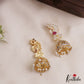 Sparkling Peacock Motifs AD Jhumkas With Pearl Drops E1095 (Available In 3 Colors)