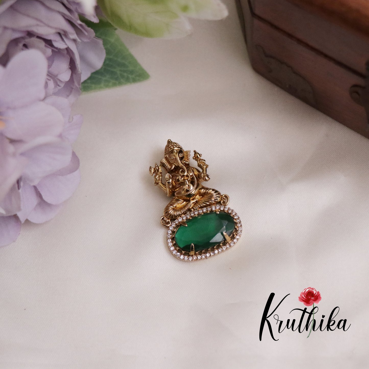 Trendy CZ Victorian Ganesh Pendant Set PS233 (Available in 2 Colors)