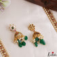 Gorgeous Floral Peacock Motifs Gold-Tone CZ Haaram With Green Bead Drops LH2187