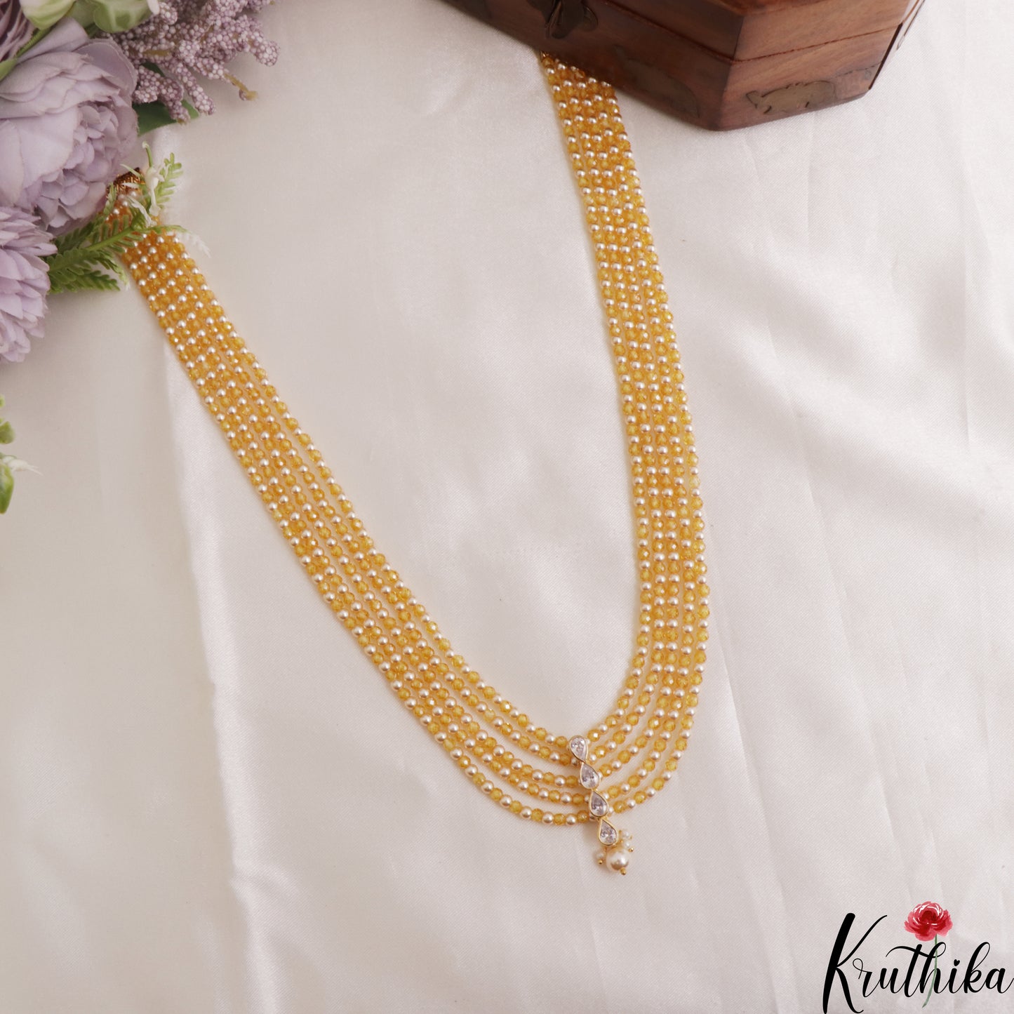 Classic Teardrop Motifs Multi Layer Pearl Bead Haaram LH2133