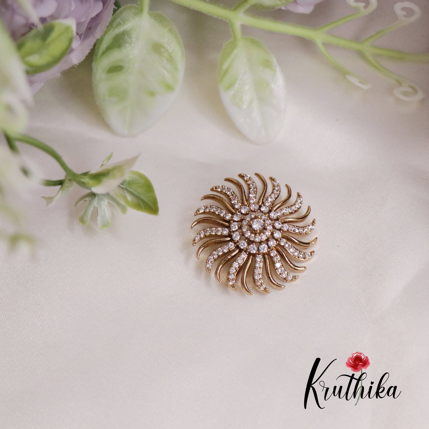 Trendy CZ Sparkling Chandra Surya Hair Ornaments J193