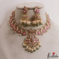 Gorgeous Floral Peacock Motifs Jadau Necklace With Pearl Bead Drops NC3171