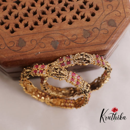 Trendy AD antique Lakshmi Bangles B200 (Aailable in 3 Colours)