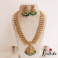 Gorgeous Antique Nagas Lakshmi Mango Motifs Temple Haaram With Green Bead DropsLH2094