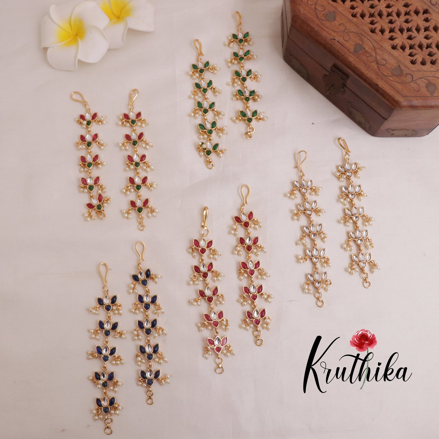 Pretty Flower style Earchains [Available in 5 colours] EC84