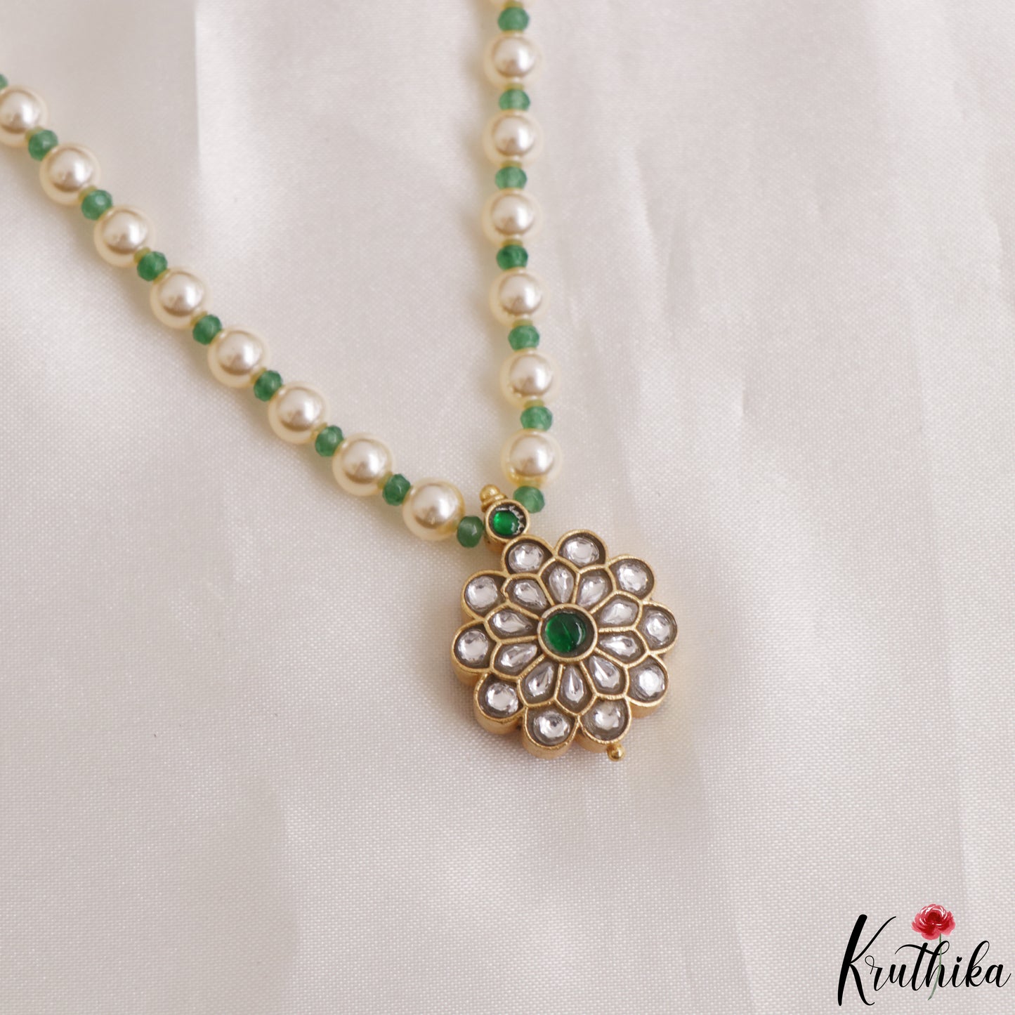 Elegant Floral Motifs Two-in-One Reversible Multi Pearl Strand Mala NC3120 (Available In 2 Colors)