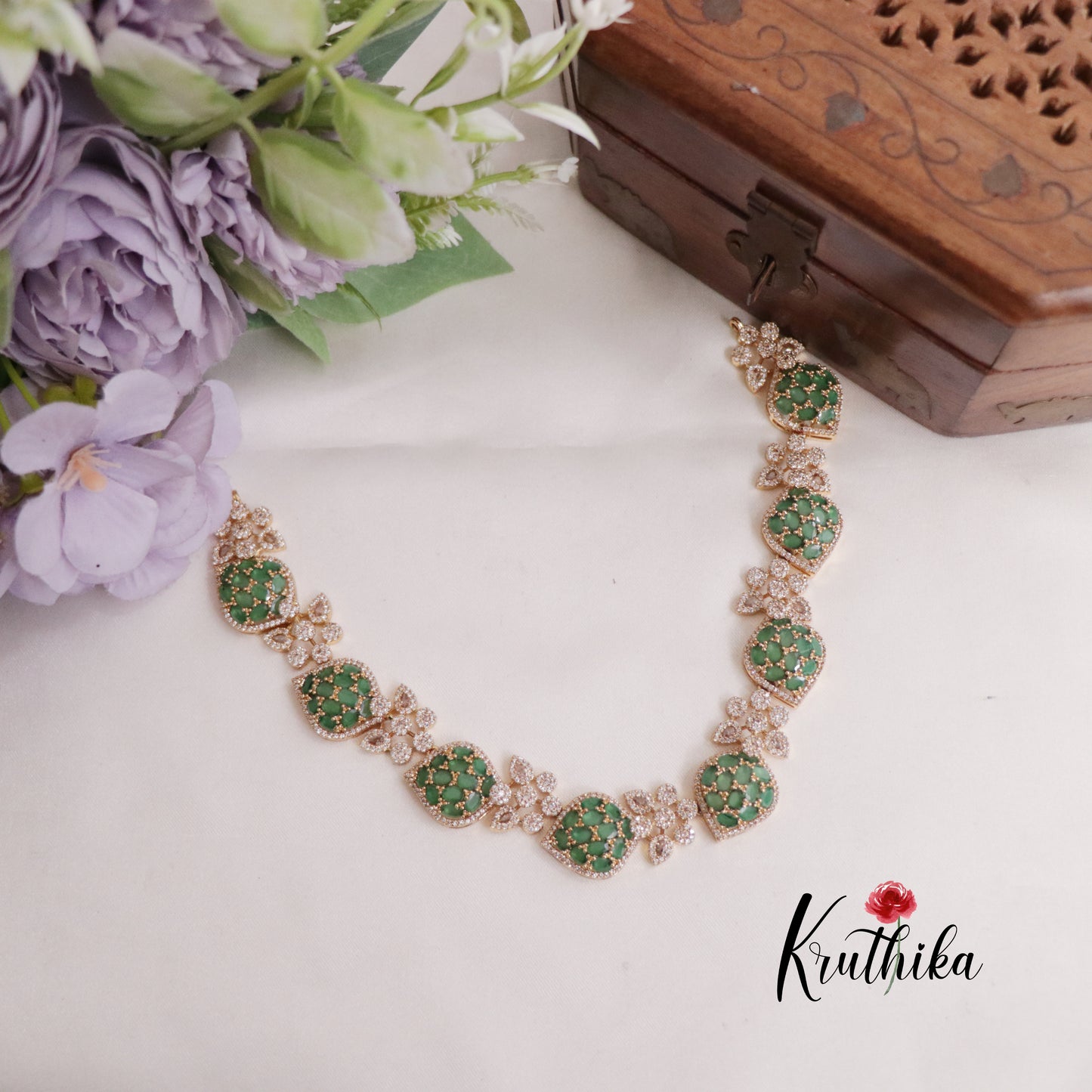Simple CZ Leaf Motif Necklace NC2330 (Available in 4 colours)