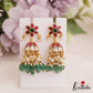 Stunning Floral Motifs Jadau Jhumka With Green Bead Drops E1016