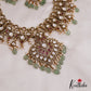 Gorgeous AD Teardrop Motifs Kemp Necklace With Green Bead Drops NC2726