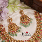 Premium Antique Lakshmi Nagas Jadau Necklace With Pastel Green Beads NC2555 (Available In 2 Colors)