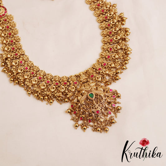 Premium Antique Nagas Lakshmi Peacock Motifs Jadau Haaram LH2097
