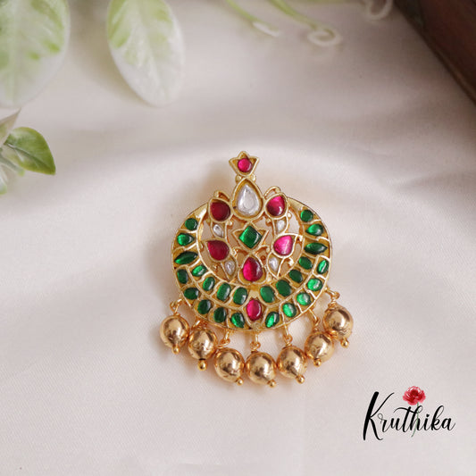 Beautiful Jadau Jada Billa with Golden Beads Drops J198