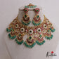 Premium Floral Green Beads Jadau Choker Set With Maang Tikka NC2583