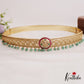 Stunning Antique Lakshmi Motifs Jadau Hip Belt With Green Bead Drops V330