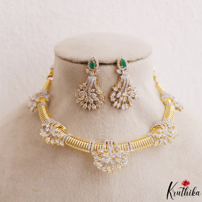 Sparkling Leaf Motifs Gold-Tone CZ Hasli Necklace NC3243 (Available In 2 Colors)