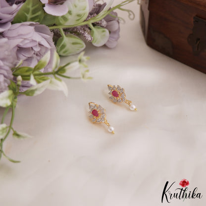 Trendy Floral Earcuffs | Upper Earrings | Bugadi Earrings With Pearl Drop E888 (Available in 3 Colours)