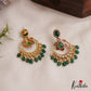 Trendy Floral Motifs Chandbali Earrings With Bead Drops E1093 (Available In 2 Colors)