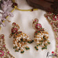 Gorgeous Floral Peacock Motifs Jadau Necklace With Pearl Bead Drops NC3171